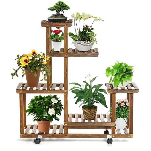 Wooden Plant Flower Pot Stand 5 Tier Display Shelf Vintage Indoor Outdoor Garden Wooden Plant Flower Pot Stand 5 Tier Display Shelf Vintage Indoor Outdoor Garden